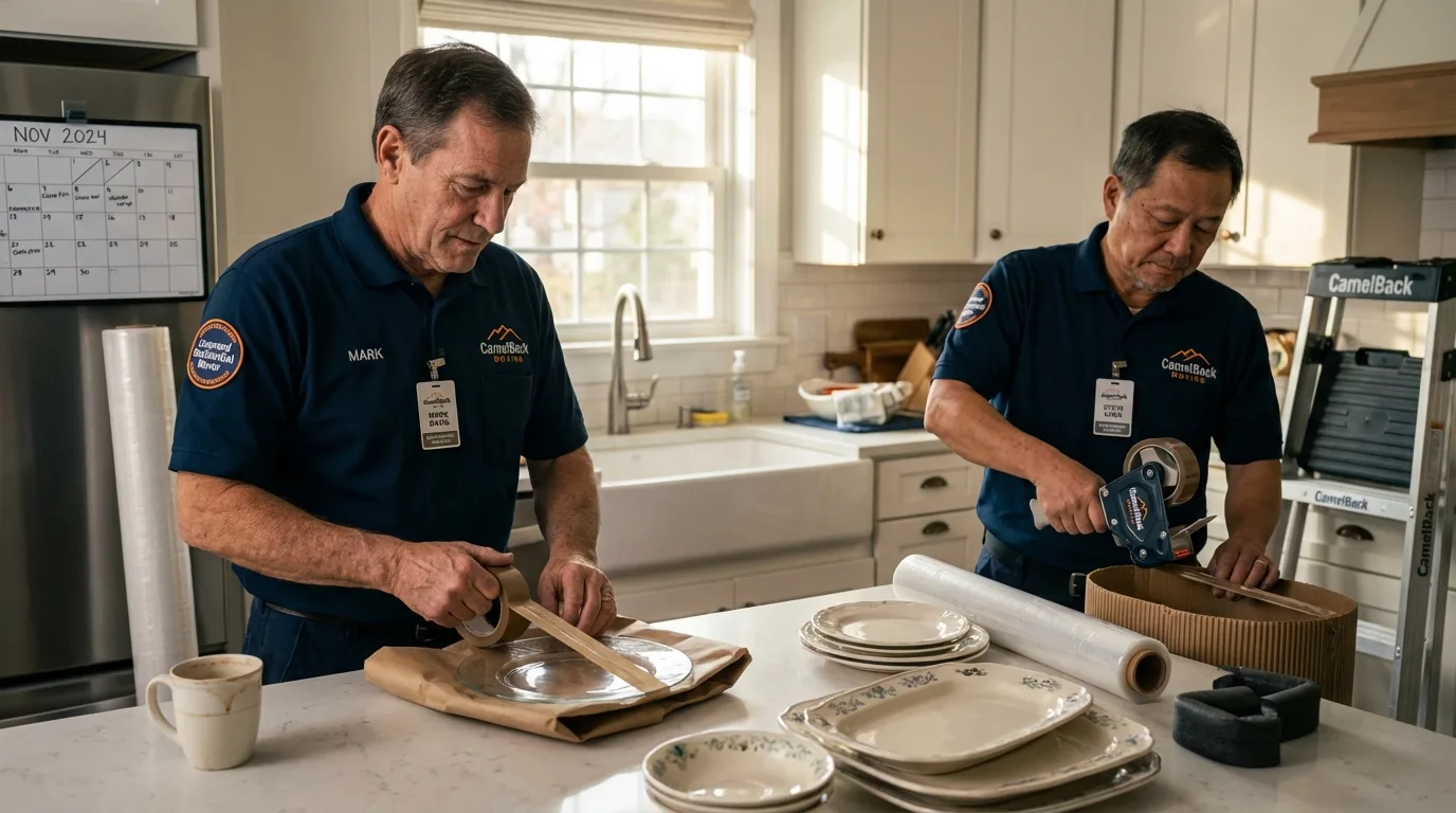 Professional crew packing kitchen dishware in Newark, DE